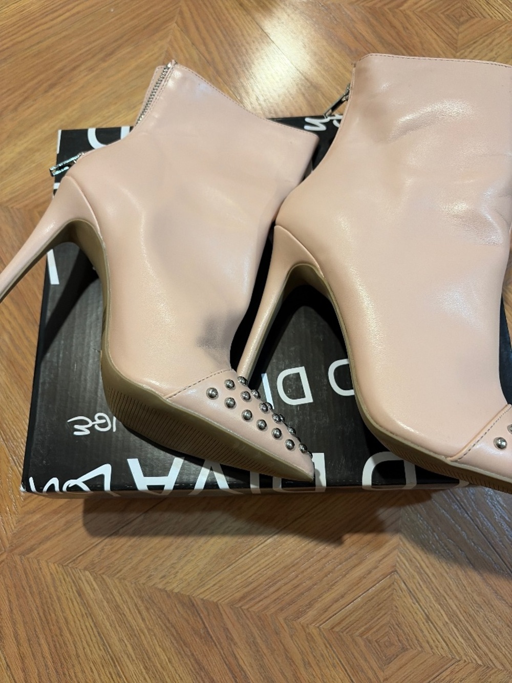 Pink Studded Heeled Boots